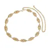 Estilo de vacaciones de verano transfronterizo cadena de cintura con hebilla de doble anillo dorado cadena para el ombligo cinturón de metal geométrico vintage para mujer