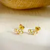 Set de Aretes Europeos y Americanos de Venta Caliente Transfronterizo para Mujer, Aguja de Plata de Latón, Clips para Orejas Galvanizados en Oro Real, Aretes de Botón, Set de 6 Piezas al por Mayor