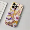 La funda para teléfono Amazon más vendida, estilo lujo ligero, base dorada, magnolia púrpura y blanca dorada, cubierta completa de una sola capa para iPhone 17 Pro