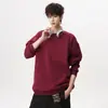 Sudadera casual de algodón para hombre, estilo europeo y americano, cuello redondo, hombros caídos, color liso, simple, holgada, talla grande, siempre en stock