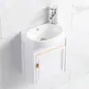 Combinación de Gabinete de Fregadero de Aluminio Espacial Lavabo de Baño Montado en Pared Balcón Lavabo Integrado Gabinete de Baño Mini