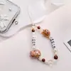 Lanyard para Teléfono Móvil Estilo Nuevo Niñas Lindo Felpa Estampado de Leopardo Estrellas Accesorios Abalorios Hechos a Mano Exquisita Cadena Portátil Estilo Corto