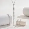 Joyería Galvanizada Ecológica Cadena Sencilla de Garras Conjunto de Collar con Borla, Aretes y Pulsera Accesorios Geométricos de Moda con Pedrería para Fiesta
