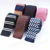 Corbata de lana tejida para hombre, estilo coreano, para negocios, bodas, novios, estrecha y plana.