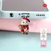 Plug de Pó para Celular Cruzado 2D Plano de Acrílico Ornamento Tipo Pingente de Gato Fofo Interface Oval Tipo-C Desenho Animado