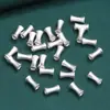 Tubo Redondo de Plata de Ley Accesorios de Bambú Moda Simple Pieza Pequeña Mate Tubo de Plata Material para Manualidades con Cuentas Joyería