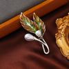 Broche Folha Colorida Esmaltada Simples Vintage para Mulheres Cardigã de Verão Xale Broche Anti-desfiamento Acessórios Jaqueta Broche