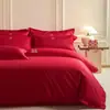 2026 Nuevo Moderno Rojo Boda Puro Algodón Juego de Cuatro Piezas Dote de Boda Lujo Ligero Nueva Colcha de Boda Cama de Boda Boda