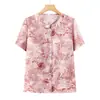 Camisa de verano holgada de la abuela, nuevo estilo 2026 para madres de mediana edad y mayores, top de manga corta talla grande para señoras mayores