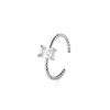 Anillo de circón con diseño original, exquisito, ligero, de lujo, para mujer, diseño avanzado, con diamantes cuadrados, anillo abierto, anillo para el dedo índice, anillo de cola