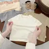 Camiseta Básica Lisa Manga Curta Multicor Infantil para Meninos e Meninas, Camada Base Versátil de Verão Roupas Infantis, Top para Bebê