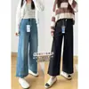 Perfeito para baixinhas! Jeans Wide Leg Feminino Outono 2026 Cintura Alta Emagrecedor Cropped Calça de Barra Larga H090416