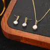 Conjunto de Colección de Dos Piezas de Pendientes y Collares Más Vendido Transfronterizo Venta al por Mayor Moda Europea y Americana Cadena de Clavícula Ligera de Lujo Pendientes