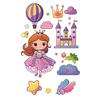 Pegatina de tatuaje de princesa con purpurina y castillo, lavable, resistente al agua, estilo hada de fantasía, para niños.