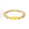 Pulseira de Gato Baguete de Prata Pura 999 Pulseira de Cristal de Quartzo Citrino Luxo Leve Nicho Ano do Zodíaco Pulseira Atrai-Fortuna