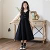 Vestido Falso de Duas Peças para Menina e Menino Grande Primavera e Outono Moda Estilo Colegial Saia para Menina Saia Princesa Estilo Ocidental Infantil