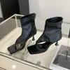 El Fabricante Suministra Botas Nuevas de Punta Cuadrada y Abierta 2025 en Stock, Tallas 35-40, Sandalias de Tacón Alto Talla Grande, Chanclas y Sandalias de Bota