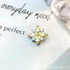 Pendientes de flor marquise de aleación de titanio F136, Studs para labio de titanio G23 con rosca interna y circonita, Joyería para piercing para la cabeza