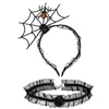 Set de Diadema y Collar para Halloween, Diadema de Telaraña, Accesorios Festivos para Fiesta, Pasadores, Accesorios Populares para el Cabello para Tomar Fotos