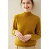 Suéter de Cashmere Liso Novo Outono e Inverno Feminino Gola Meia-Alta Ombro de Sete Pontos Camisa Básica Temperamento Commuter Quente Casual