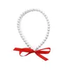 Joyería Europea y Americana Cinta de Lazo Collar Corto Personalidad Costura Perla de Imitación con Cuentas Cadena para Clavícula Collar para Niñas Novia