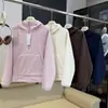 Moletom Casual Loose Quente com Capuz e Zíper Meio Aberto Estilo Preguiçoso Outono Inverno Feminino 13816