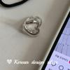Anillo estilo coreano simple de plata S925 de ley con corazón calado, anillo de apertura ajustable de industria pesada para mujer