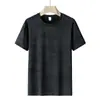 Nova Camiseta Masculina de Verão Elegante com Estampa Ice-Feel Leve e Respirável Elástica de Seda de Gelo Manga Curta Casual Versátil Roupas Masculinas