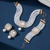 Corea del Sur Vintage Perla Diamante Borla Cadena de Cuello Celebridad Cibernética Sentido del Diseño Elegante Flor Lazo Cadena Clavicular Collar para Mujer
