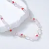 Aliexpress Más Vendido Cristal Rosa Natural Jade Rosa Teñido Irregularmente Perla de Agua Dulce Pulida por Ambos Lados Collar de Cuentas Diseño Pequeño