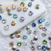 Strass com Fundo Pontiagudo 6mm 8mm, Decorações Grandes Quadradas para Nail Art, Strass de Cristal, Brilho Super Intenso Aurora Iridescente para Decoração de Unhas DIY