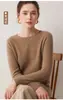 Nuevo Suéter de Punto para Mujer Otoño/Invierno de Primera Línea, Cuello Redondo, 100% Cachemira, Color Liso, Manga Larga, Capa Base