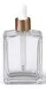 Em estoque 15ml 30ml 50ml 100ml frascos conta-gotas quadrados de vidro transparente frascos para óleos essenciais frascos para líquidos frascos para sérum
