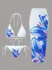 Nuevo Traje de Baño Sexy Estampado de Tres Piezas Estilo Europeo y Americano de Comercio Exterior Transfronterizo Edición Fija Estampada Amazon Charm Lily