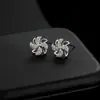 Pendientes de plata S925 con forma de molino de viento giratorio con temperamento de aguja, versión coreana, con galvanoplastia en oro de 18 quilates y microincrustaciones de circonita para mujer, venta al por mayor