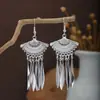 Pendientes Miao Étnicos de Borla Larga Estilo Nuevo, Pendientes Exagerados de Declaración de Moda Estilo Étnico de Plata Miao de Lujo Ligero