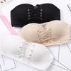 Sutiã sem alças com alças LB sem fio, calcinha de renda para meninas, push up invisível e antiderrapante