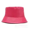Comércio Exterior Transfronteiriço Aliexpress Chapéu de Pescador em Couro PU, Chapéu Balde de Couro com Design de Nicho, Chapéu Liso para Primavera, Outono e Inverno, Versátil
