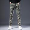 Otoño e Invierno Ropa de Trabajo de Alta Gama Camuflaje Jeans para Hombre Marca de Moda Sueltos Rectos Costuras Distintivas Casual Motocicleta Pantalones Largos