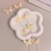 Accesorios Infantiles Estilo Coreano Cadena para el Cabello Trenzada con Borla de Perlas y Mariposa Pasador Hecho a Mano Tocado de Mariposa Pasador de Alta Gama