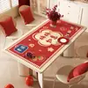Mantel Individual Rojo de Año Nuevo, Impermeable y a Prueba de Aceite, Mantel sin Lavado, Mantel para Mesa de Café con Ambiente Festivo, Mantel Protector de Mesa Anti-Escaldaduras
