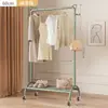 Perchero de Ropa con Ruedas de Alta Resistencia con Perchas, de Pie, para Uso Doméstico en el Dormitorio, Estante Móvil de Almacenamiento para Ropa de Niños