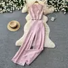 Elegante y Sofisticado Conjunto de Dos Piezas para Mujer: Top sin Mangas de Encaje y Pantalones de Pierna Ancha de Cintura Alta, Atuendo Adelgazante para el Verano 2026