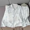 Pijama Adorable de Perro con Lunares y Copos de Nieve Conjunto de Dos Piezas de Manga Larga y Pantalón Largo para Primavera y Otoño Ropa de Casa Juvenil para Dormitorio Estudiantil