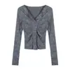 Cárdigan de Punto con Cuello Chal de Manga Larga, Estilo Pure Desire, Tejido Cepillado MROriginal, Top Adelgazante y Favorecedor para Mujer, Principios de Otoño