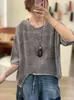 Nuevo suéter de punto grueso con cuello redondo y diseño calado, color liso, top casual de manga larga holgado para mujer, otoño de 2026