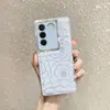 Adecuado para Funda de Teléfono Móvil con Patrón de Cuero Camelia para Vivo X300Pro S50 Anillo Metálico Lente Anti-Caída S30 Funda Protectora Dura