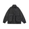 Vestir antiguo 2025 primavera nuevo retro americano color liso diseño de bolsillo tridimensional chaqueta holgada de cuello alto para hombre y mujer