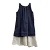Conjunto de vestido estilo coreano para meninas, roupa de verão 2026, vestido regata retrô infantil estiloso, vestido fresco e chique para bebês