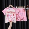 Pijama Infantil Verão Manga Curta Meninos Fino Fofo Princesa Crianças Médias e Grandes Meninas Desenho Animado Pijama Conjunto de Roupas para Casa